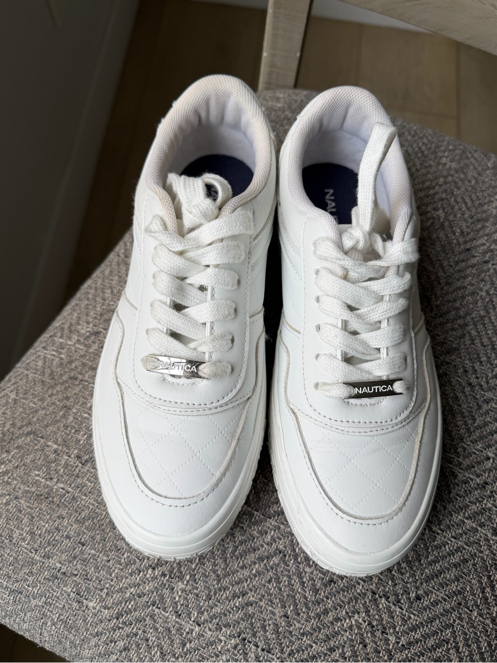 Nautica Women’s Quilted White Low-Top Sneakers